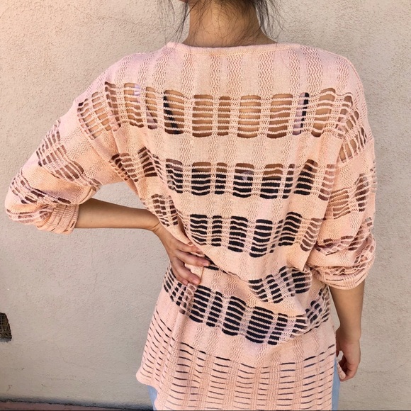 Anne Klein Sheer Pastel Pink Long-Sleeve Sweater - Picture 3 of 4